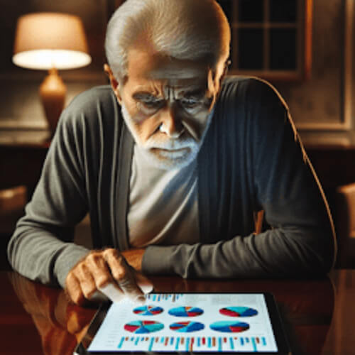 A senior customer receiving assistance in a Verizon store