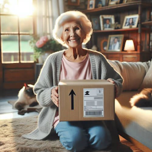 Senior lady with parcel