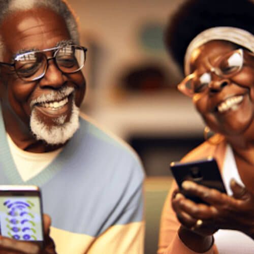 Elderly Couple checking Phone