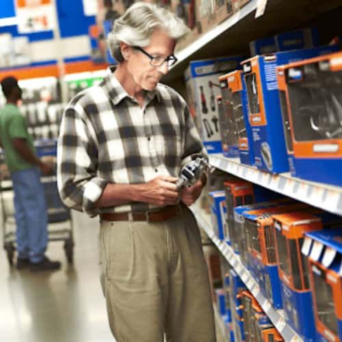 Senior man shopping at Ace Hardware