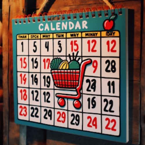 Calendar with marked dates for Joann's Senior Discount Days