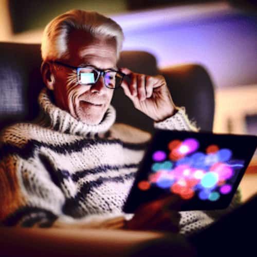 Senior person enjoying streaming with Spectrum Internet