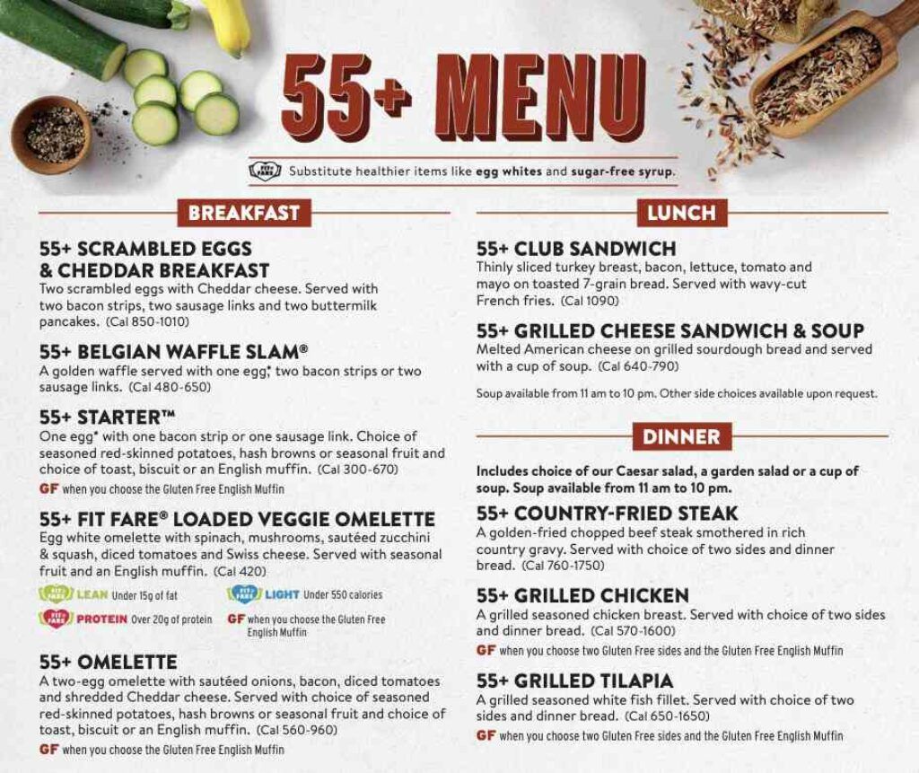 Denny's 55+ Menu with Prices 2024