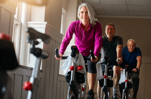 Senior Citizens exercising at Planet Fitness